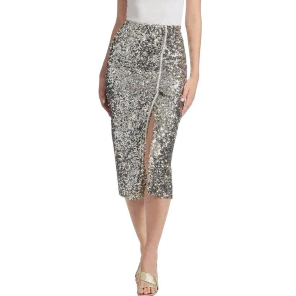 NWT Sachin & Babi Talisa Silver Sequin Midi Skirt Size 0